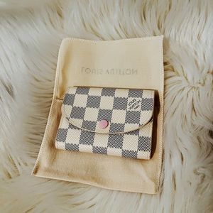 💕SOLD-Louis Vuitton Damier Azur Rose Ballerine Rosalie Coin Purse
